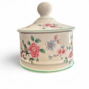 Old Foley James Kent Chinese Rose Bone China Lidded Trinket Jar Staffordshire